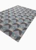 checkers grey and black wool and viscose flat weaves Rug - FoldShot checkers grey and black wool and viscose flat weaves Rug - FoldShot