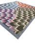 checkers blue wool and viscose flat weaves Rug - FoldShot checkers blue wool and viscose flat weaves Rug - FoldShot