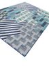checkers blue wool and viscose flat weaves Rug - FoldShot