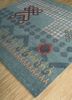 kolam blue wool and bamboo silk hand knotted Rug - FoldShot kolam blue wool and bamboo silk hand knotted Rug - FoldShot