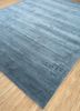 urban pause by kavi blue wool and silk hand knotted Rug - FoldShot