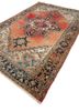 aalam red and orange wool hand knotted Rug - FoldShot aalam red and orange wool hand knotted Rug - FoldShot