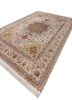 aalam red and orange wool and silk hand knotted Rug - FoldShot