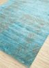 free verse by kavi blue wool and silk hand knotted Rug - FoldShot