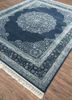 aurora blue wool and silk hand knotted Rug - FoldShot