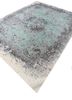 far east blue wool and silk hand knotted Rug - FoldShot