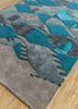 linear blue wool and viscose hand tufted Rug - FoldShot linear blue wool and viscose hand tufted Rug - FoldShot