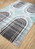 linear blue wool and viscose hand tufted Rug - FoldShot