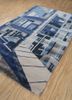linear blue wool and viscose hand tufted Rug - FoldShot