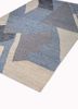 checkers blue wool and viscose flat weaves Rug - FoldShot checkers blue wool and viscose flat weaves Rug - FoldShot
