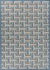 checkers blue wool flat weaves Rug - HeadShot