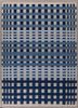 checkers blue wool and viscose flat weaves Rug - HeadShot