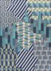 checkers blue wool and viscose flat weaves Rug - HeadShot