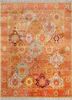 red and orange red and orange silk hand knotted Rug