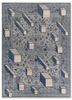 blue blue box blue wool and silk hand knotted Rug
