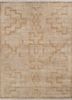 thyme beige and brown wool and silk hand knotted Rug - HeadShot thyme beige and brown wool and silk hand knotted Rug - HeadShot