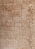 script beige and brown wool and bamboo silk hand knotted Rug - HeadShot