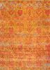 red and orange red and orange wool and bamboo silk hand knotted Rug