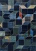 chaos theory by kavi blue wool and bamboo silk hand knotted Rug - HeadShot