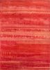 project error by kavi red and orange wool and bamboo silk hand knotted Rug - HeadShot
