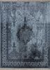 far east grey and black wool hand knotted Rug - HeadShot
