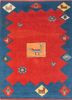 nuray red and orange wool hand knotted Rug - HeadShot