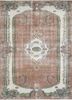 vintage beige and brown wool hand knotted Rug - HeadShot