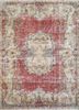 vintage red and orange wool hand knotted Rug - HeadShot vintage red and orange wool hand knotted Rug - HeadShot