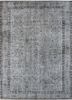 vintage grey and black wool hand knotted Rug - HeadShot