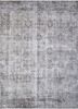 vintage grey and black wool hand knotted Rug - HeadShot
