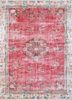 vintage red and orange wool hand knotted Rug - HeadShot