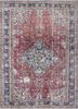 vintage red and orange wool hand knotted Rug - HeadShot