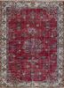 vintage red and orange wool hand knotted Rug - HeadShot
