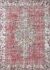 vintage red and orange wool hand knotted Rug - HeadShot