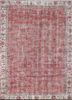 vintage red and orange wool hand knotted Rug - HeadShot