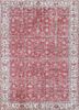 vintage red and orange wool hand knotted Rug - HeadShot