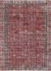 vintage red and orange wool hand knotted Rug - HeadShot