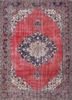 vintage red and orange wool hand knotted Rug - HeadShot vintage red and orange wool hand knotted Rug - HeadShot