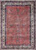 vintage red and orange wool hand knotted Rug - HeadShot