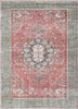 vintage red and orange wool hand knotted Rug - HeadShot