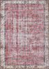 vintage red and orange wool hand knotted Rug - HeadShot