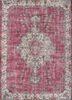 vintage red and orange wool hand knotted Rug - HeadShot