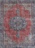 vintage red and orange wool hand knotted Rug - HeadShot