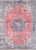 vintage red and orange wool hand knotted Rug - HeadShot