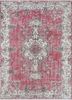 vintage pink and purple wool hand knotted Rug - HeadShot
