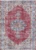 vintage red and orange wool hand knotted Rug - HeadShot