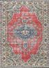vintage red and orange wool hand knotted Rug - HeadShot