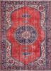 vintage red and orange wool hand knotted Rug - HeadShot vintage red and orange wool hand knotted Rug - HeadShot