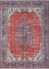 vintage red and orange wool hand knotted Rug - HeadShot
