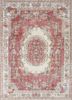 vintage red and orange wool hand knotted Rug - HeadShot